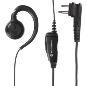 AUDÍFONO CON MICRÓFONO Y BOTÓN PTT EN LÍNEA. DISEÑO GIRATORIO CÓMODO PARA USO PROLONGADO, COMPATIBLE CON RADIOS MOTOROLA DE 2 PINES.