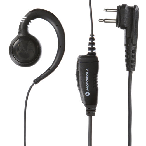 AUDÍFONO CON MICRÓFONO Y BOTÓN PTT EN LÍNEA. DISEÑO GIRATORIO CÓMODO PARA USO PROLONGADO, COMPATIBLE CON RADIOS MOTOROLA DE 2 PINES.