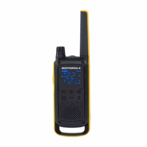 Radio FRS Motorola Talkabout T470PE con linterna, 14 canales, alcance 35 km, IP54, aprox. 12 horas, negro y amarillo
