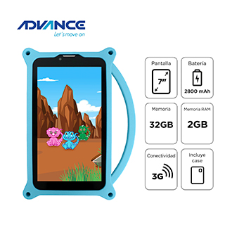 TABLET ADVANCE INTRO TR6955, 7" IPS 1024X600, ANDROID 11 GO, 3G, DUAL SIM, 32GB, RAM 2GB - TB ADV 7 3G 2 32 DINO BLUE