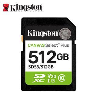 MEMORIA CARD SD KINGSTON SD CANVAS SELECT PLUS 512GB, CATEGORíA DE VELOCIDAD: UHS-I/U3/V30 - SD KING CANVAS SELECT + 512GB