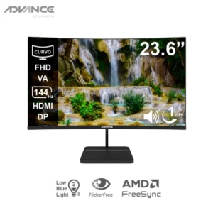 MONITOR CURVO ADVANCE ADV-2456S, 23.6" FHD VA, 144HZ, 1MS, HDMI, DP, AUDIO OUT, PARLANTES - MON ADV 24\" FHD 144HZ 1MS CV