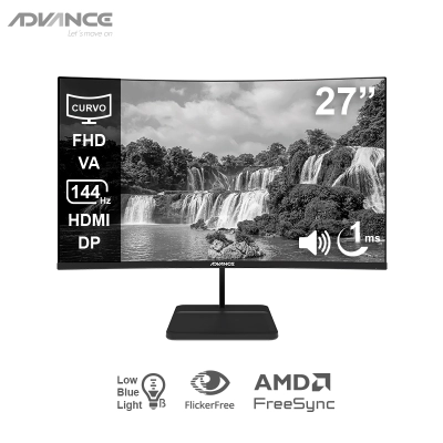 MONITOR CURVO ADVANCE ADV-2752S, 27" FHD VA, 144HZ, 1MS, HDMI, DP, AUDIO OUT, PARLANTES - MON ADV 27\'' FHD 144HZ 1MS CV