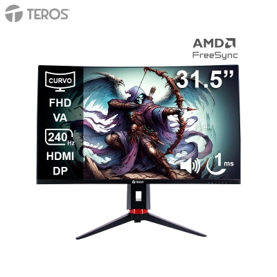 MONITOR CURVO GAMING TEROS TE-3219G, 31.5" FHD VA, 240HZ, 1MS, HDMI, DP, AUDIO OUT - MON TE 32'' FHD 240HZ 1MS CVO