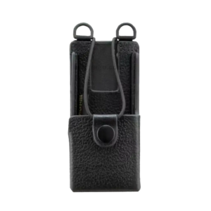 FUNDA DE CUERO MOTOROLA PMLN8433, CON TRABILLA PARA CINTURÓN Y ANILLAS EN D - R2
