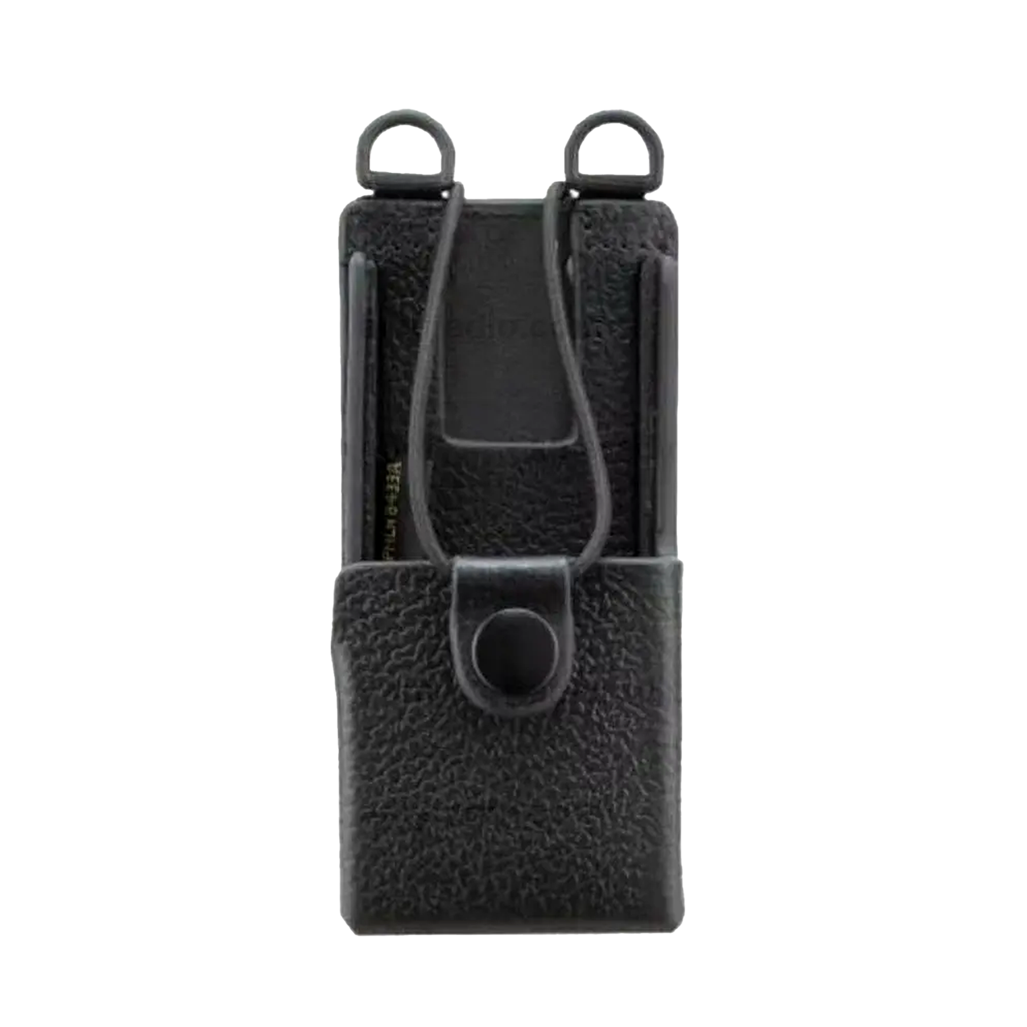 FUNDA DE CUERO MOTOROLA PMLN8433, CON TRABILLA PARA CINTURÓN Y ANILLAS EN D - R2