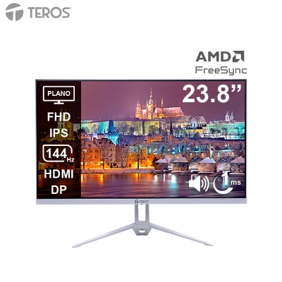 MONITOR PLANO TEROS TE-2423S, 23.8" FHD IPS, 144HZ, 1MS, HDMI, DP, AUDIO OUT, PARLANTES - MON TE 24\'' FHD 144HZ 1MS WH FT